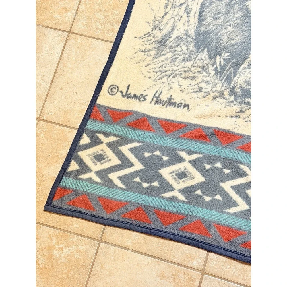 Vintage‎ Biederlack James Hautman Bear Family Throw Blanket 78x54 Southwest